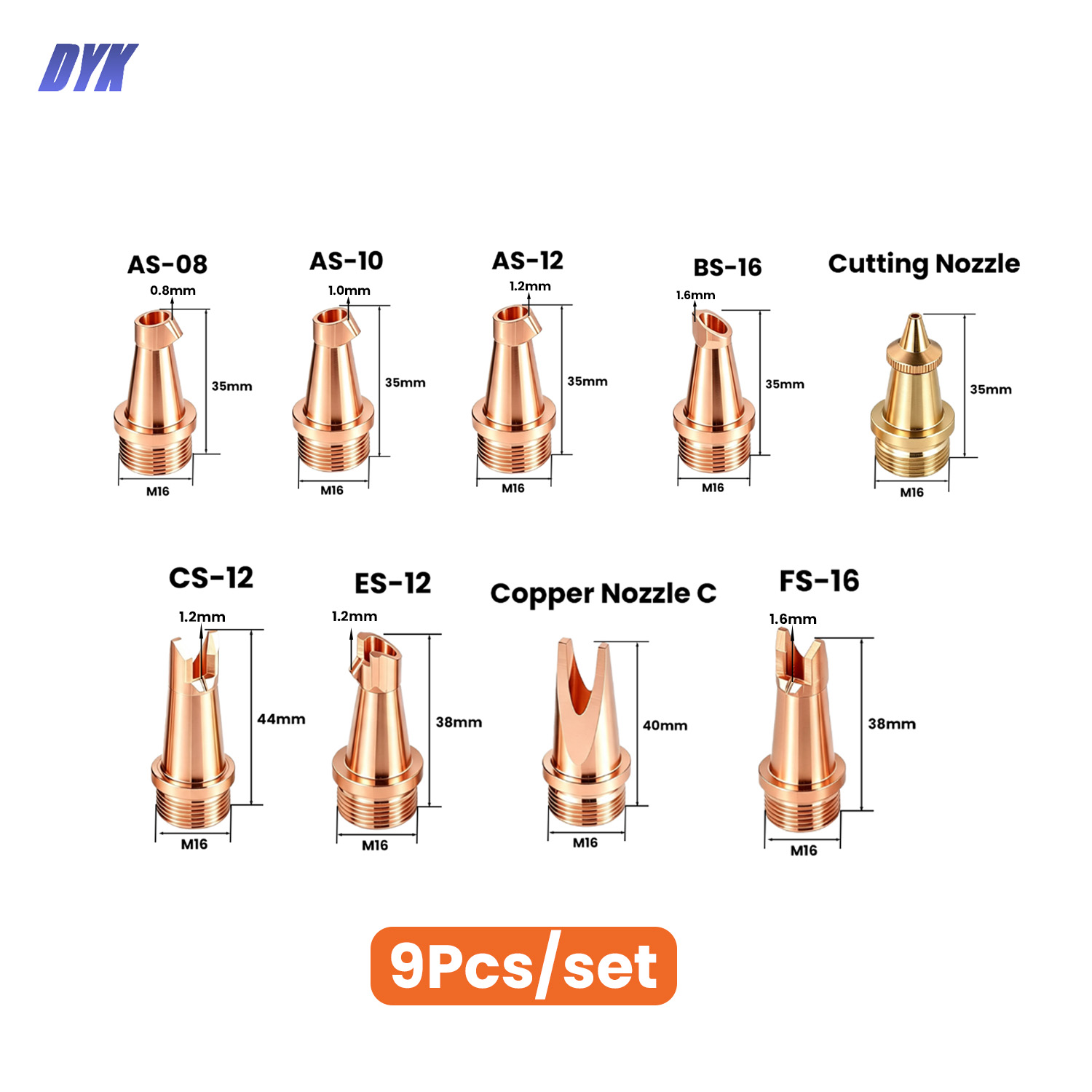 9 adet/paket CQWY M16 Lazer Ka - Laser Welding Nozzle Copper incelemesi ve fiyatı